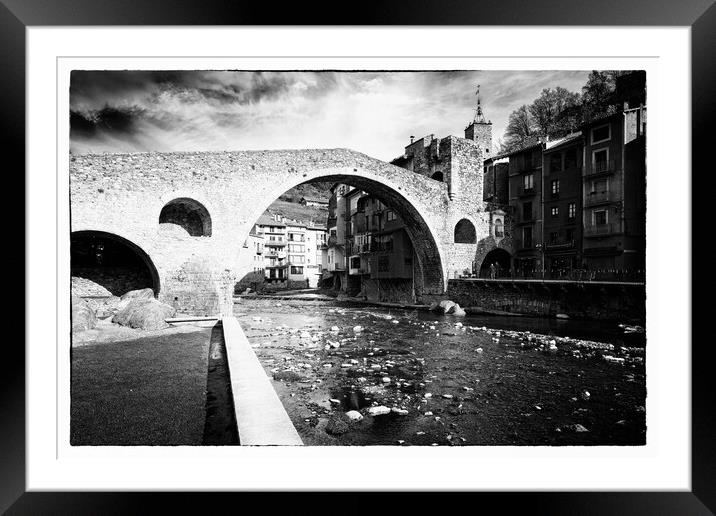 Bridge with history - CR2011-4027-BW Framed Mounted Print by Jordi Carrio