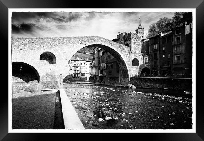 Bridge with history - CR2011-4027-BW Framed Print by Jordi Carrio