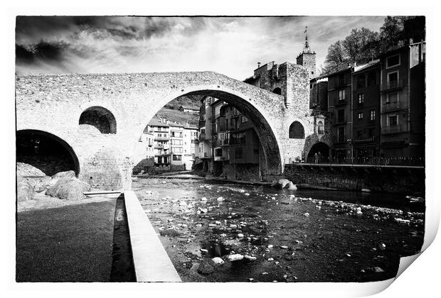 Bridge with history - CR2011-4027-BW Print by Jordi Carrio