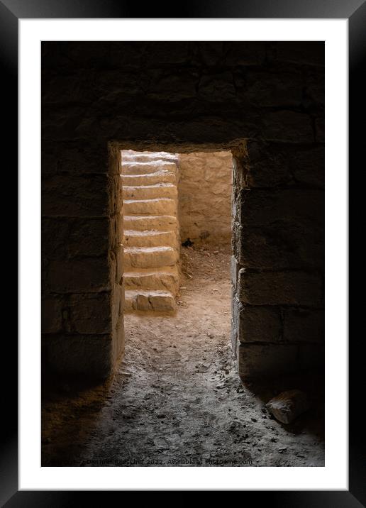 Kerak Castle Passage Door and Stairs Framed Mounted Print by Dietmar Rauscher