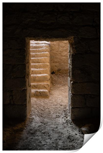 Kerak Castle Passage Door and Stairs Print by Dietmar Rauscher
