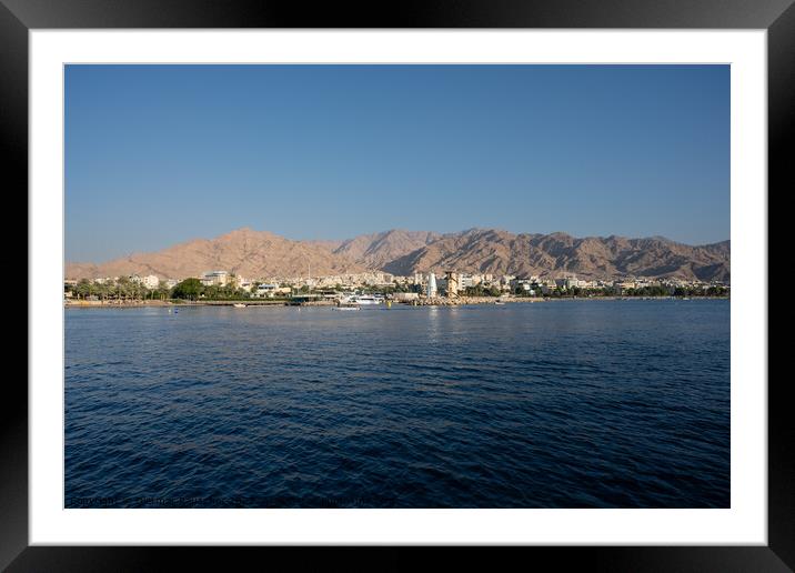 Aqaba Cityscape on the Red Sea Coast Framed Mounted Print by Dietmar Rauscher