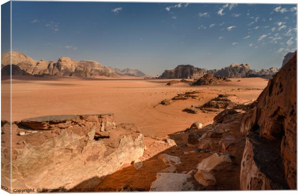 Wadi Rum Desert Landscape in Jordan Canvas Print by Dietmar Rauscher