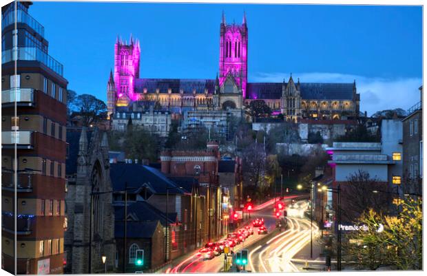 Lincoln Cathedral At Night Canvas Print by Alison Chambers