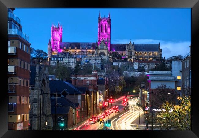 Lincoln Cathedral At Night Framed Print by Alison Chambers