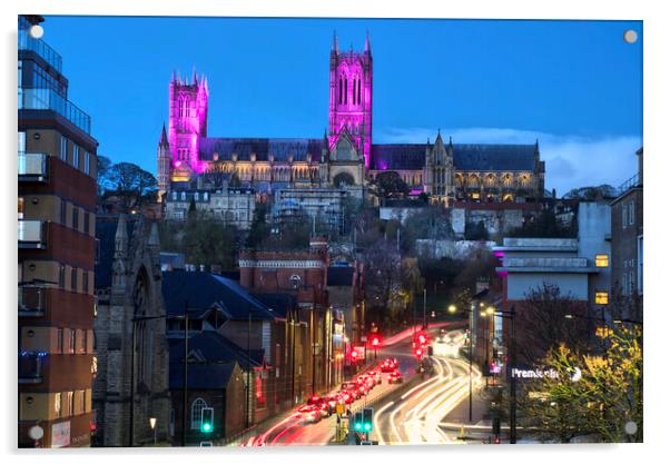 Lincoln Cathedral At Night Acrylic by Alison Chambers