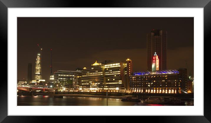 Night Oxo Tower skyline Framed Mounted Print by David French