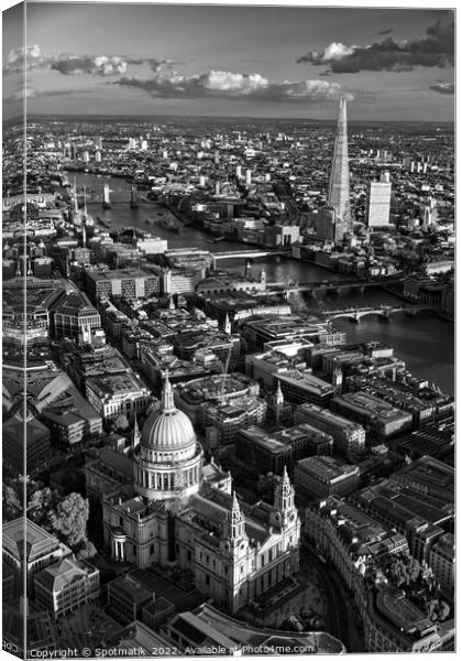 Aerial London famous buildings river Thames UK Canvas Print by Spotmatik 