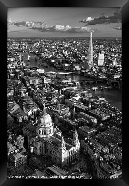 Aerial London famous buildings river Thames UK Framed Print by Spotmatik 