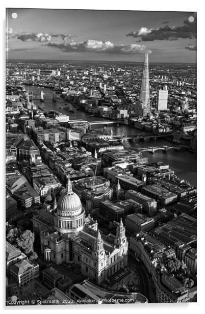 Aerial London famous buildings river Thames UK Acrylic by Spotmatik 