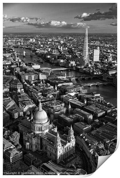 Aerial London famous buildings river Thames UK Print by Spotmatik 