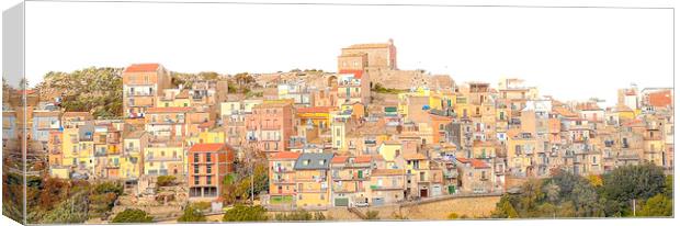 A little Sicilian town.  Canvas Print by Steve Taylor