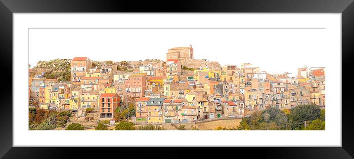 A little Sicilian town.  Framed Mounted Print by Steve Taylor