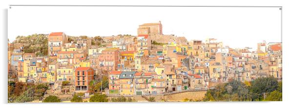 A little Sicilian town.  Acrylic by Steve Taylor