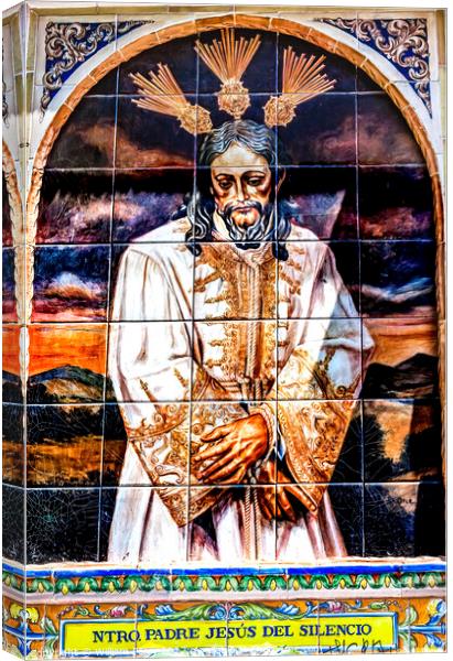 Silent Jesus Street Ceramic Mosaic Seville Spain Canvas Print by William Perry