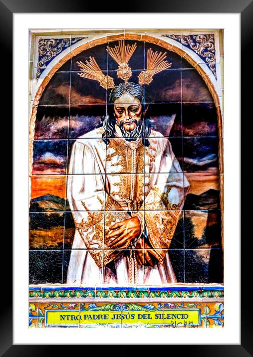 Silent Jesus Street Ceramic Mosaic Seville Spain Framed Mounted Print by William Perry