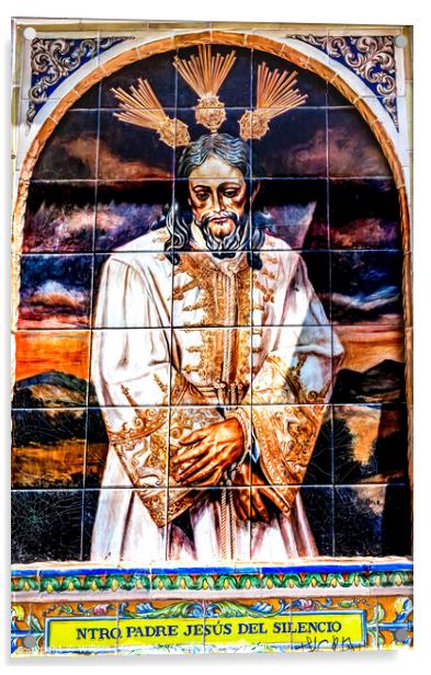 Silent Jesus Street Ceramic Mosaic Seville Spain Acrylic by William Perry
