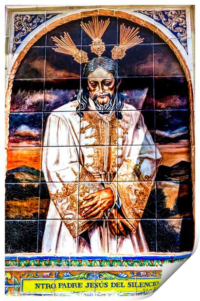 Silent Jesus Street Ceramic Mosaic Seville Spain Print by William Perry