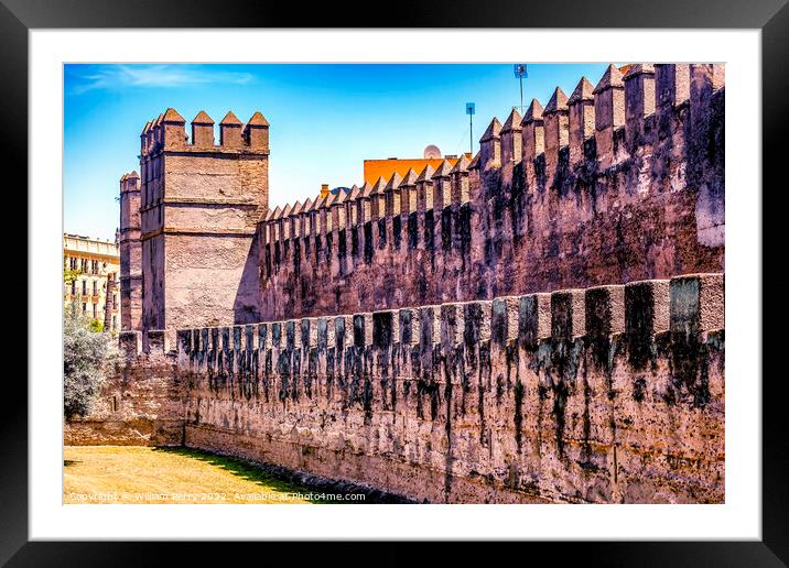 City Walls Around Old Town Seville Spain Framed Mounted Print by William Perry