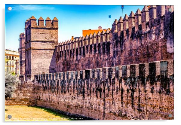 City Walls Around Old Town Seville Spain Acrylic by William Perry