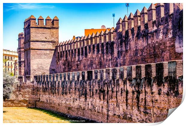 City Walls Around Old Town Seville Spain Print by William Perry