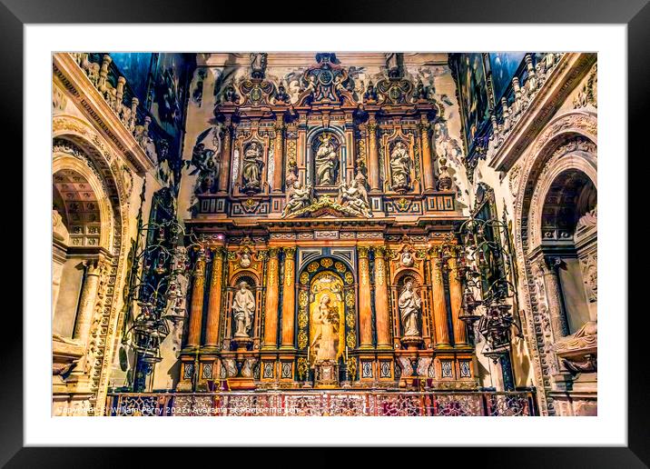 Wooden Altar Mary Statue Seville Cathedral Spain Framed Mounted Print by William Perry