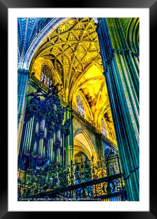 Columns Organ Basilica Seville Cathedral Spain Framed Mounted Print by William Perry