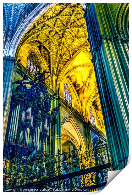 Columns Organ Basilica Seville Cathedral Spain Print by William Perry