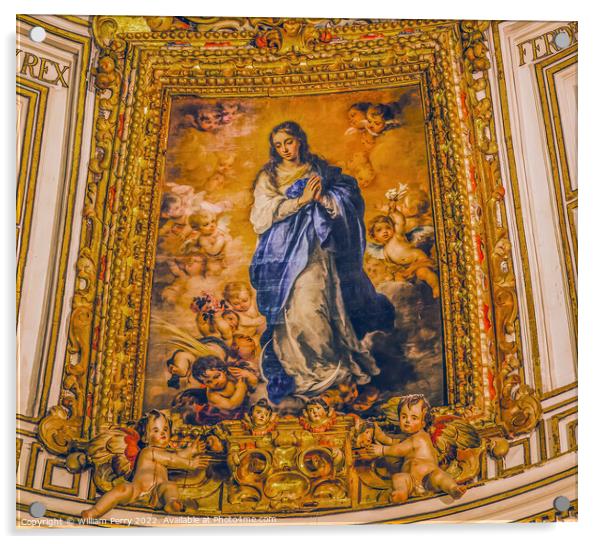 Virgin Mary Heaven Painting Seville Cathedral Spain Acrylic by William Perry