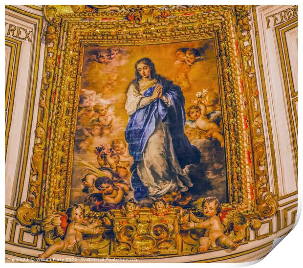 Virgin Mary Heaven Painting Seville Cathedral Spain Print by William Perry