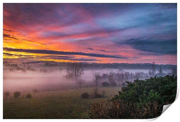 Misty Morning Sunrise Print by Dave Williams