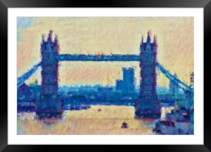 Tower bridge Impressionist Oil Effect Framed Mounted Print by Glen Allen