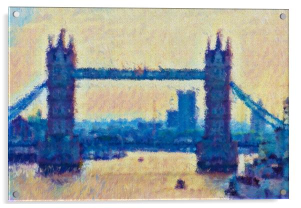 Tower bridge Impressionist Oil Effect Acrylic by Glen Allen