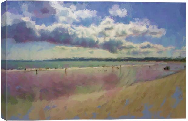 Filey Beach Oil Painting Effect Canvas Print by Glen Allen