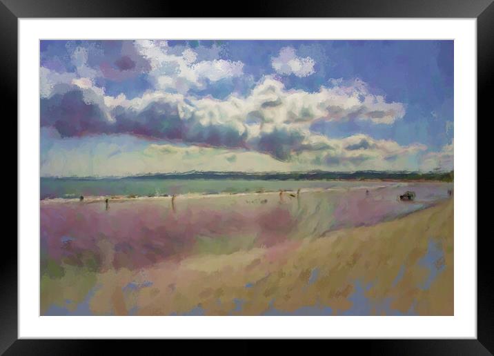 Filey Beach Oil Painting Effect Framed Mounted Print by Glen Allen