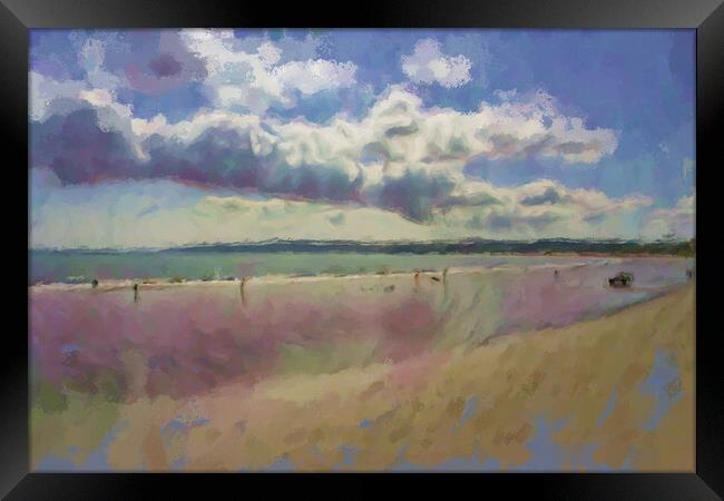 Filey Beach Oil Painting Effect Framed Print by Glen Allen