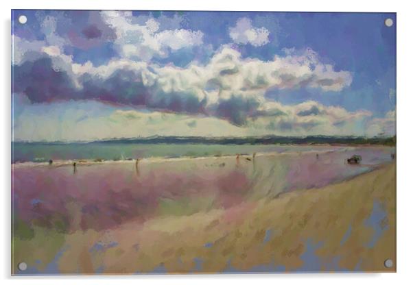 Filey Beach Oil Painting Effect Acrylic by Glen Allen