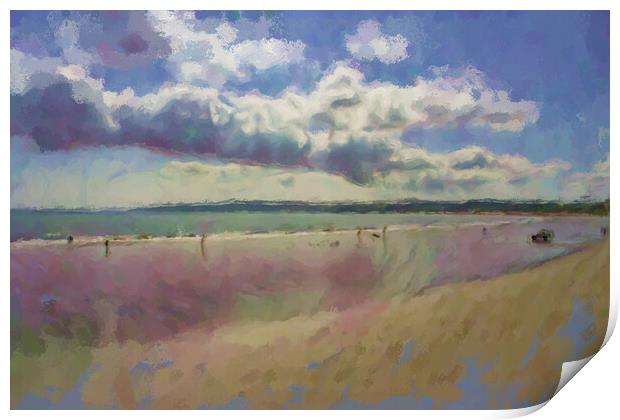 Filey Beach Oil Painting Effect Print by Glen Allen