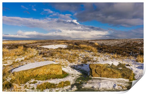 North Yorkshire Moors in the grip of winter. Print by Michael Shannon