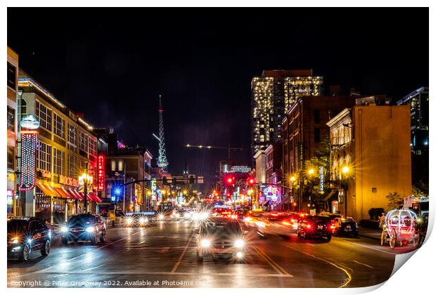 Jumping Downtown Nashville, Tennessee On A Saturday Night Print by Peter Greenway