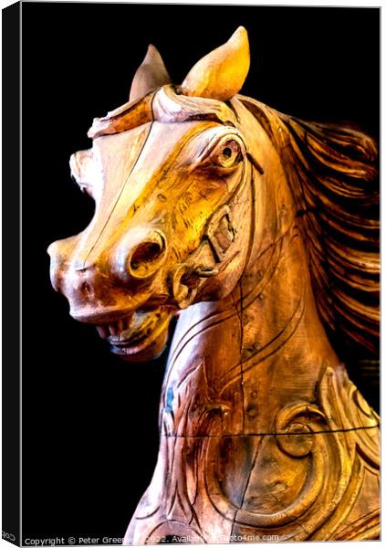 Carved Vintage Faiground Carousel Horse Canvas Print by Peter Greenway
