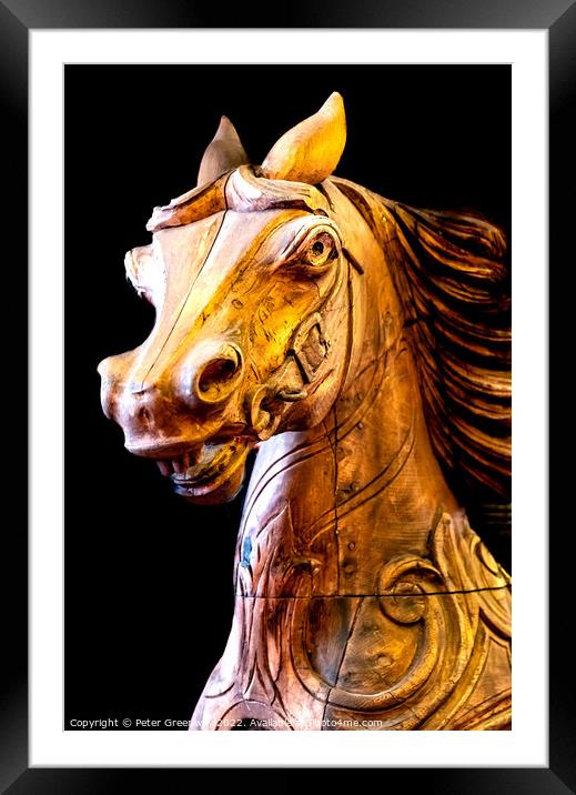 Carved Vintage Faiground Carousel Horse Framed Mounted Print by Peter Greenway