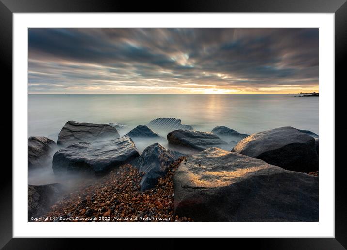 Sunset on Shoreham Beach Framed Mounted Print by Slawek Staszczuk