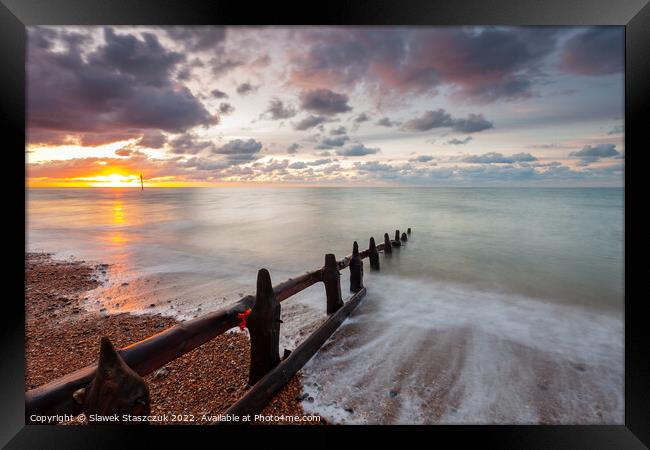 Sunrise on Southwick Beach Framed Print by Slawek Staszczuk