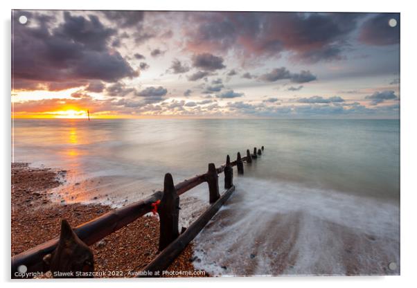Sunrise on Southwick Beach Acrylic by Slawek Staszczuk