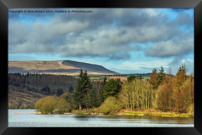 Llwyn On Reservoir Central Brecon Beacons south Wales Framed Print by Nick Jenkins
