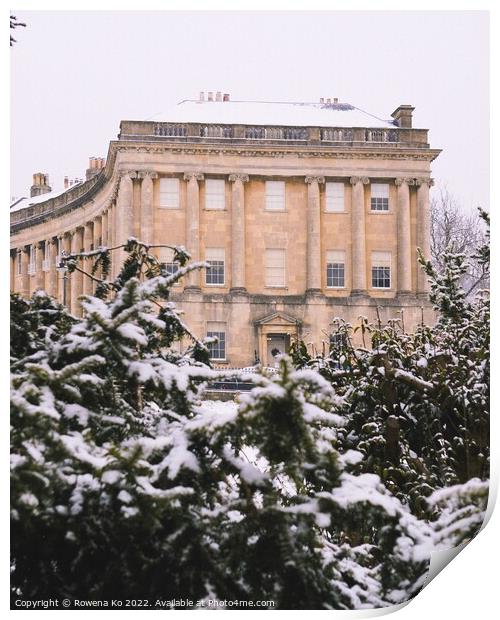 Royal Crescent in snow Print by Rowena Ko