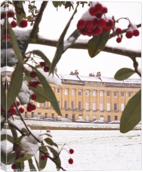 Royal Crescent in snow Canvas Print by Rowena Ko
