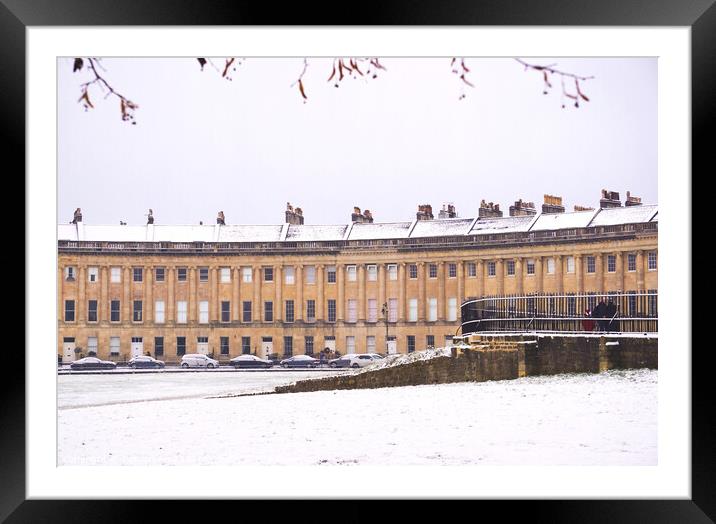 Royal Crescent in snow Framed Mounted Print by Rowena Ko