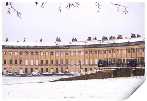 Royal Crescent in snow Print by Rowena Ko